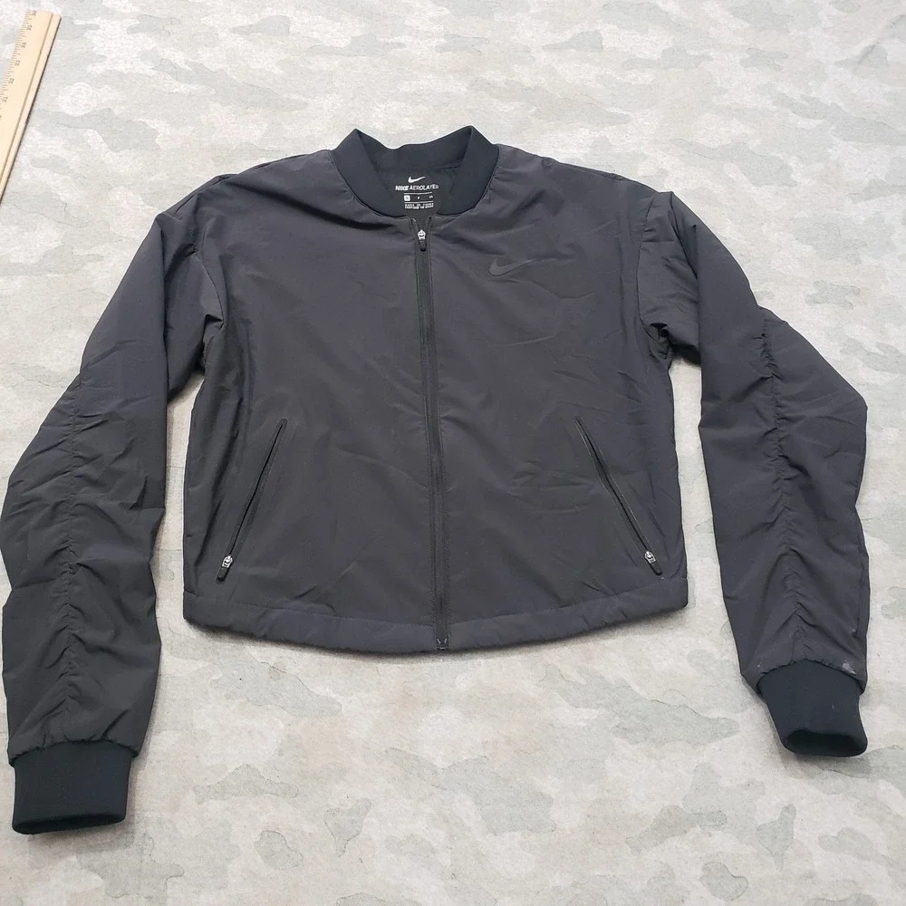 Nike Jacket Womens Small Gray Full Zip Aerolayer Crop